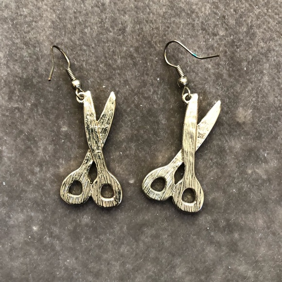 Sassy Rhinestone & Gold Scissor Earrings - Picture 3 of 4